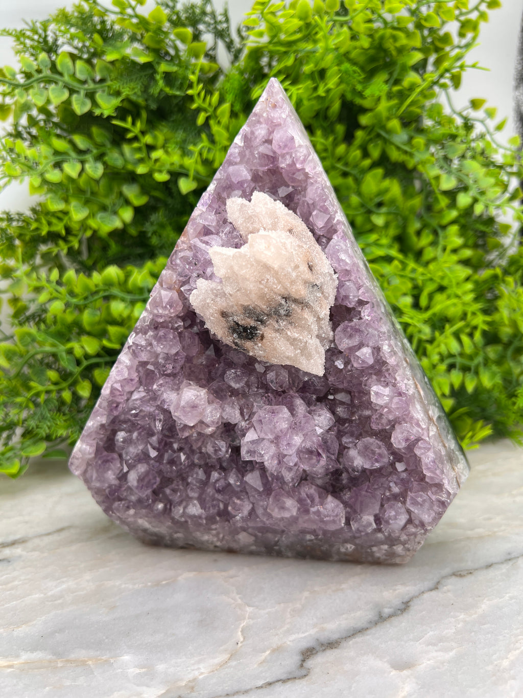 Amethist, Agaat en druzy Calciet in diamantvorm XL