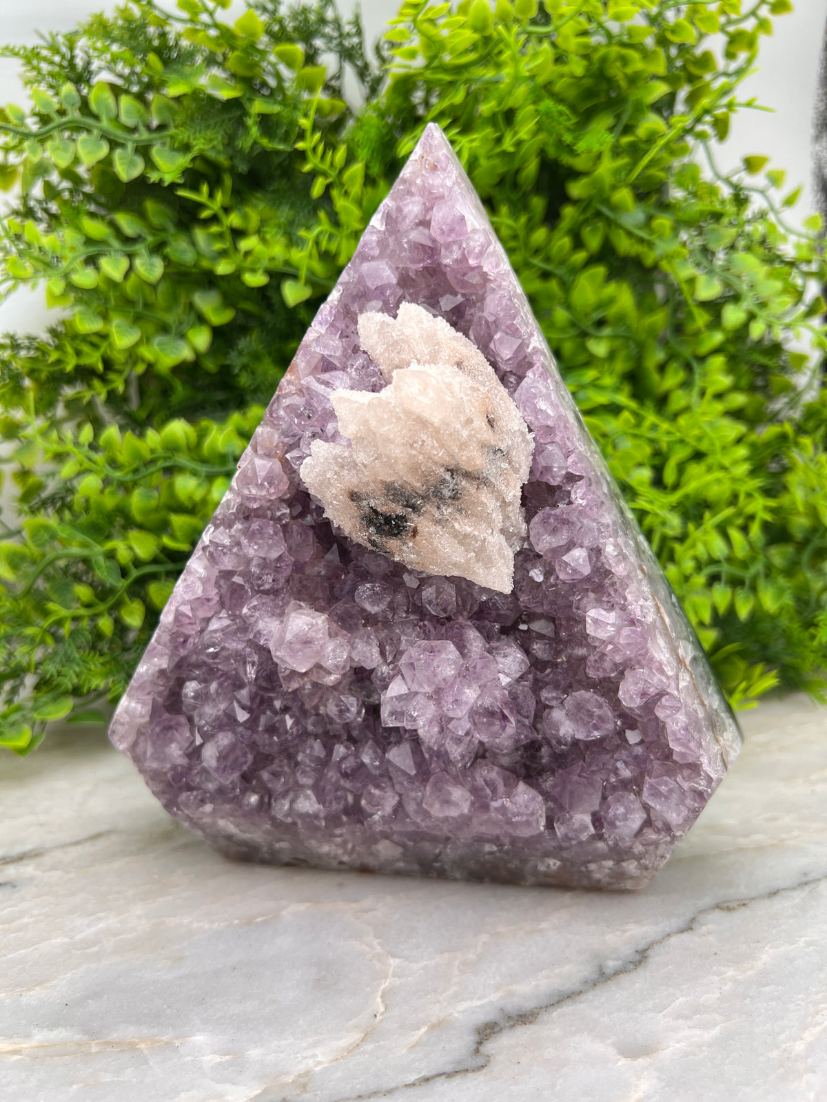 Amethist, Agaat en druzy Calciet in diamantvorm XL