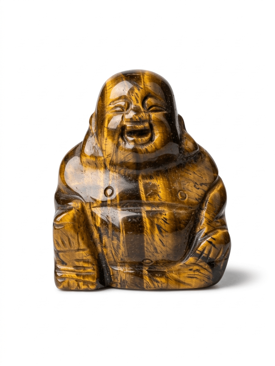 Lachender Buddha mit Tigeraugen von KEY LIME STORE