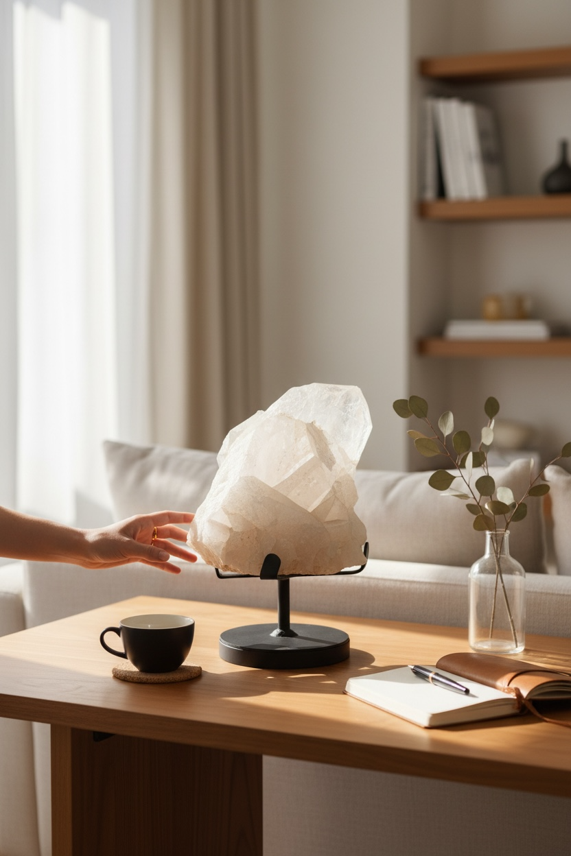 Bergkristal cluster op standaard - 5.6 kg