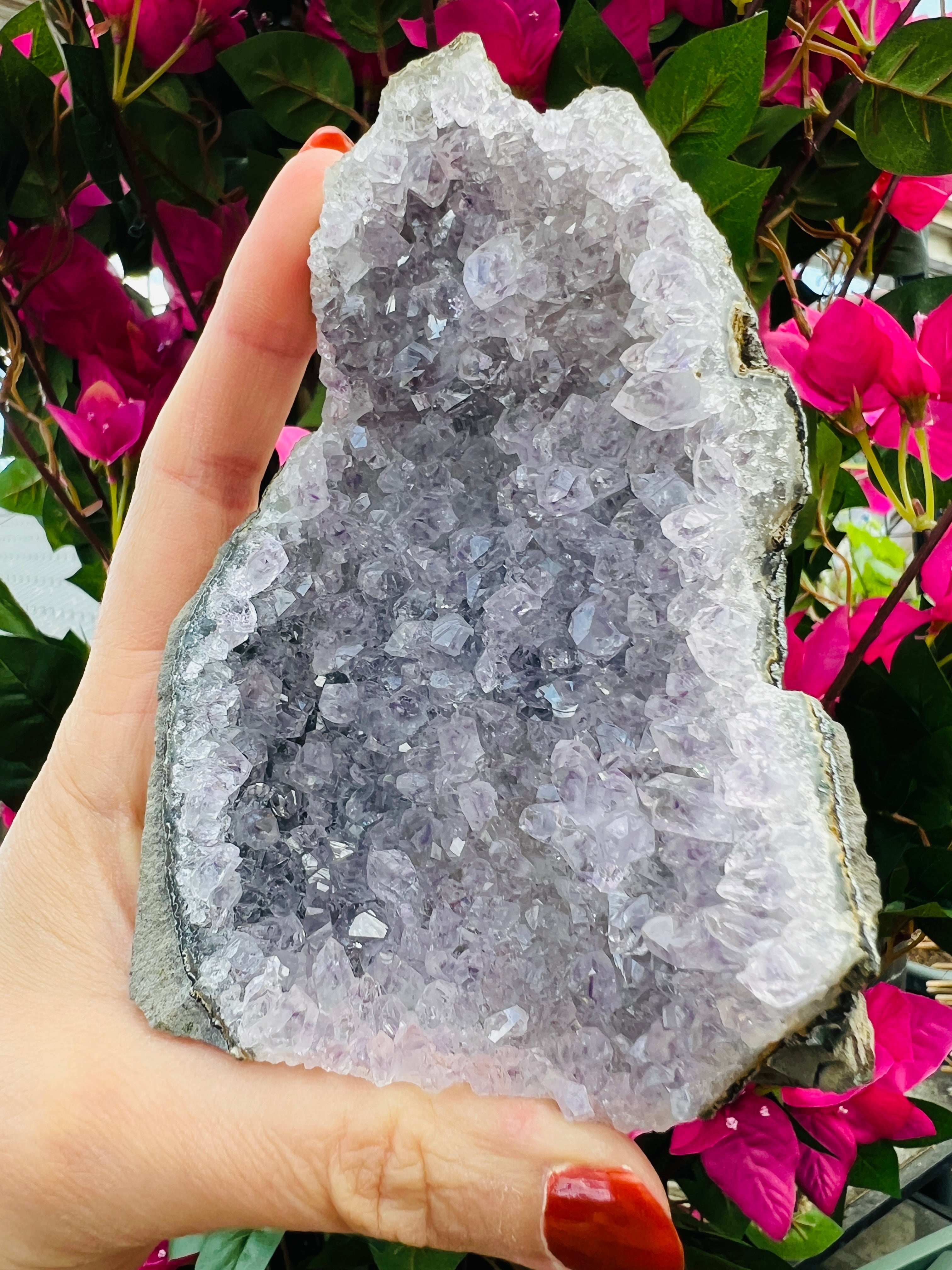 Amas de cristaux d'améthyste 545 grammes – 11 cm de long