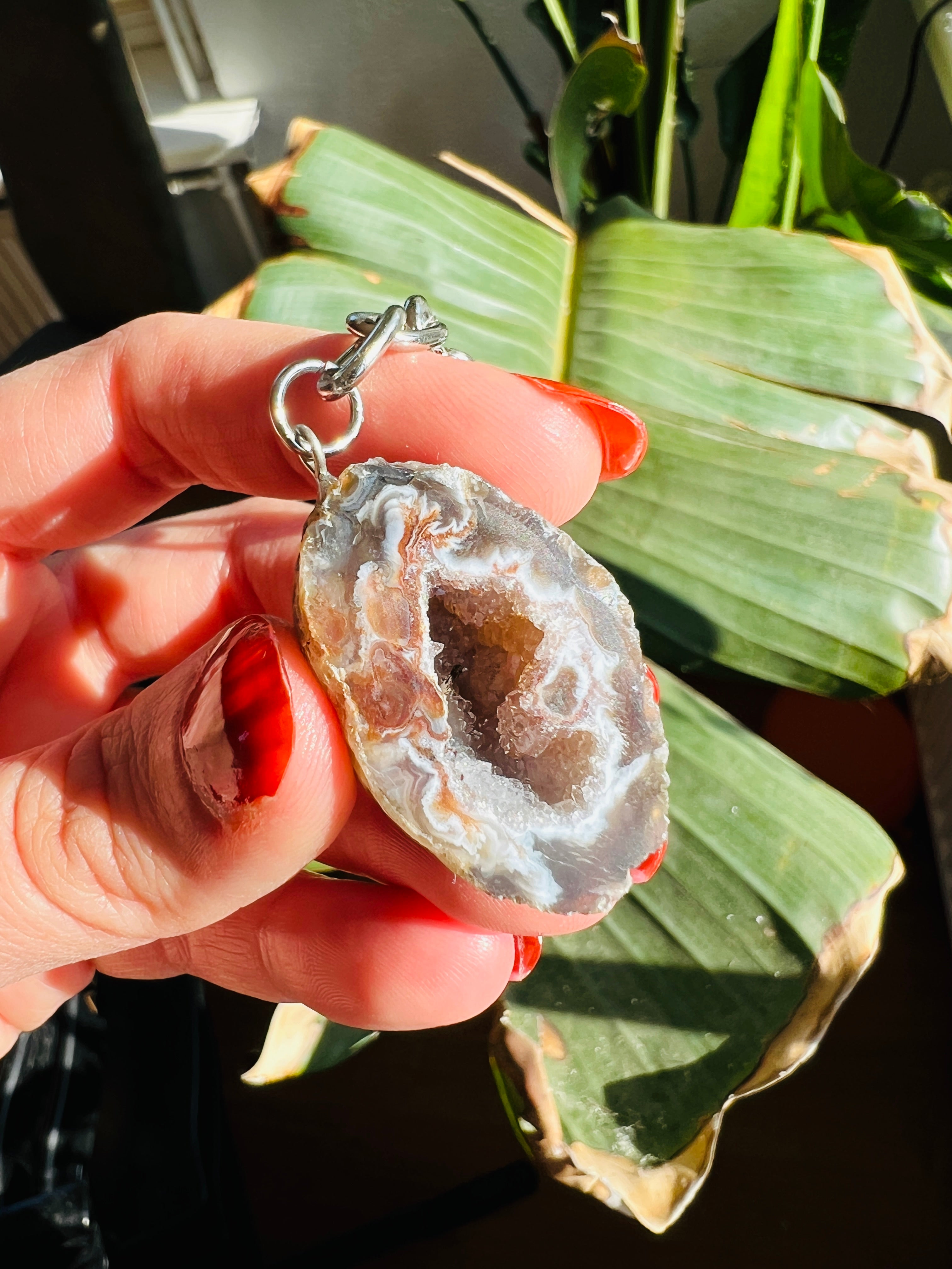 Kristal geodine sleutelhanger