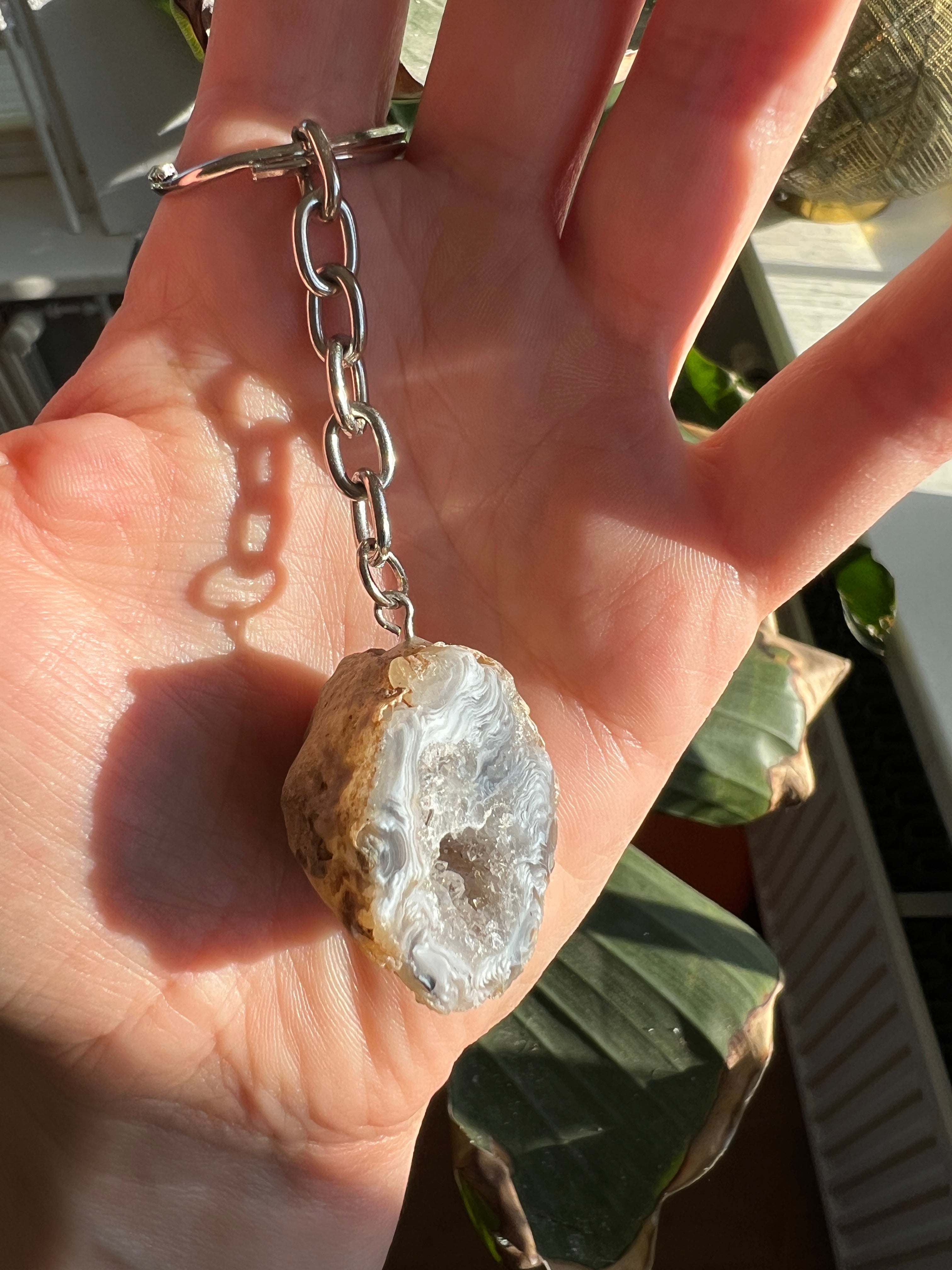 Crystal geode keychain