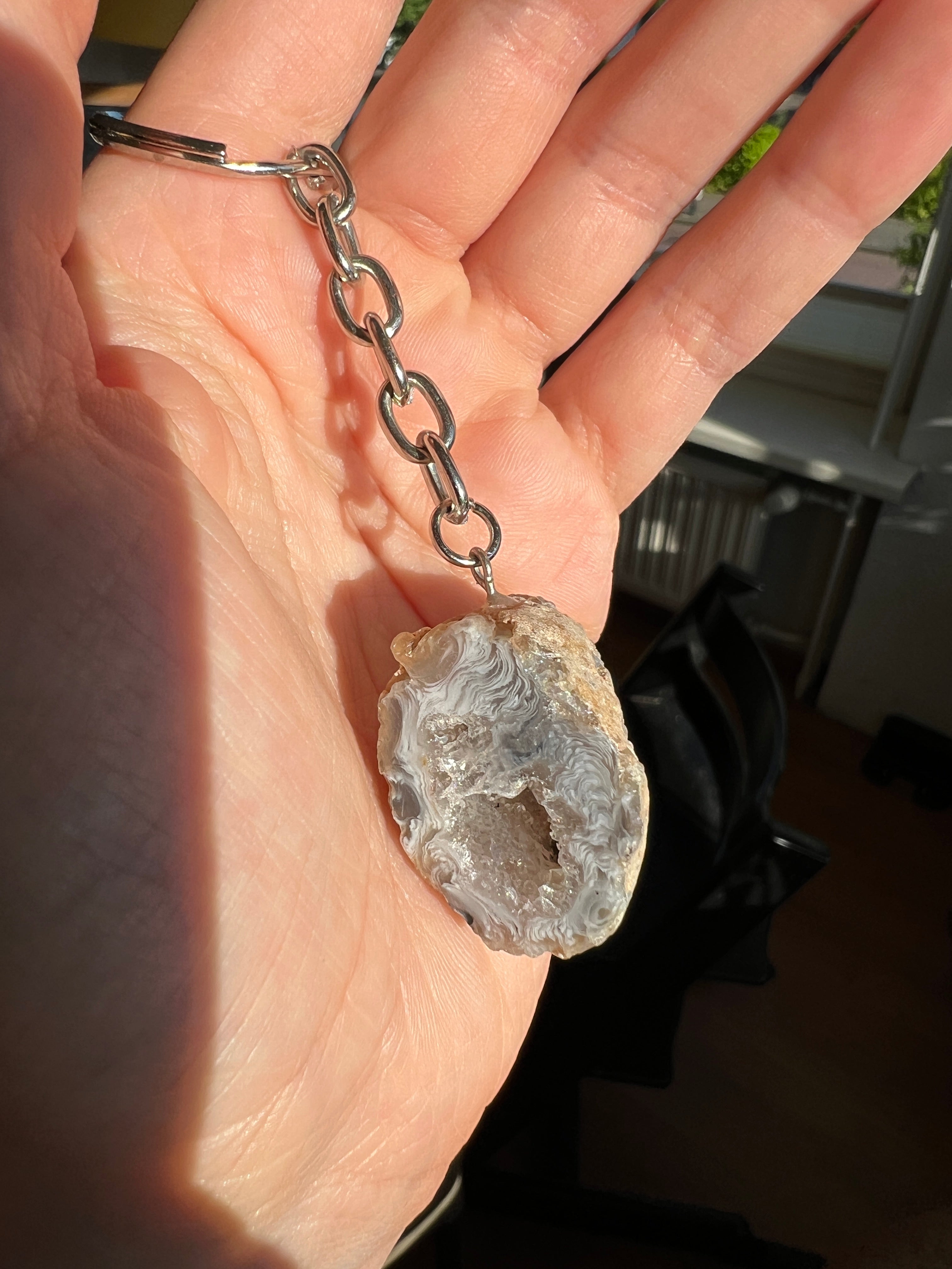 Crystal geode keychain
