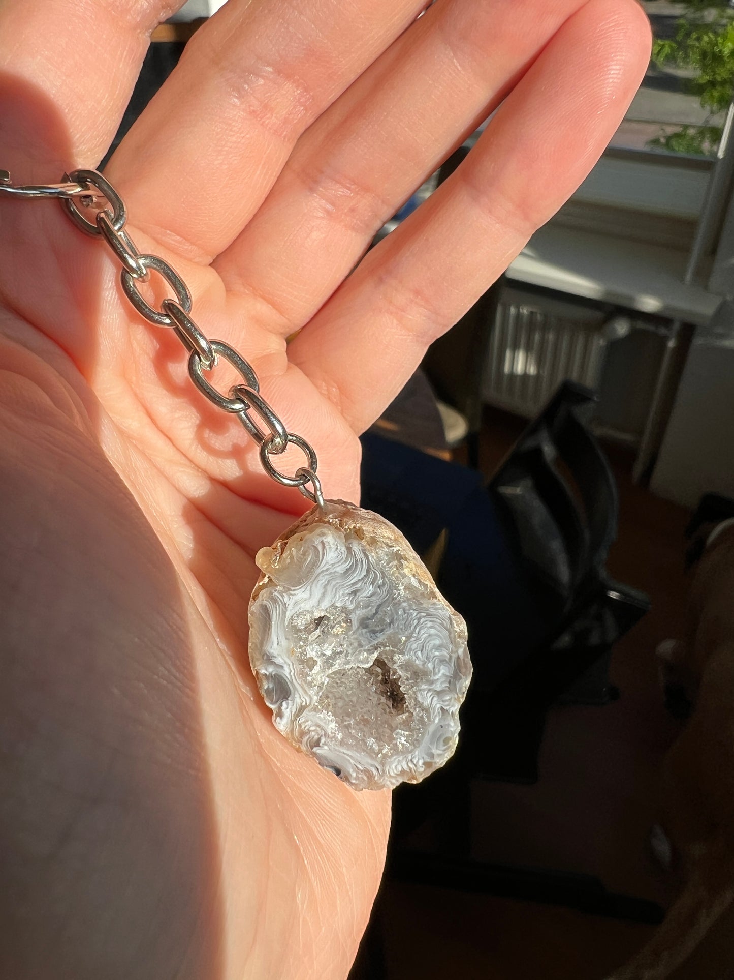 Crystal geodine key ring