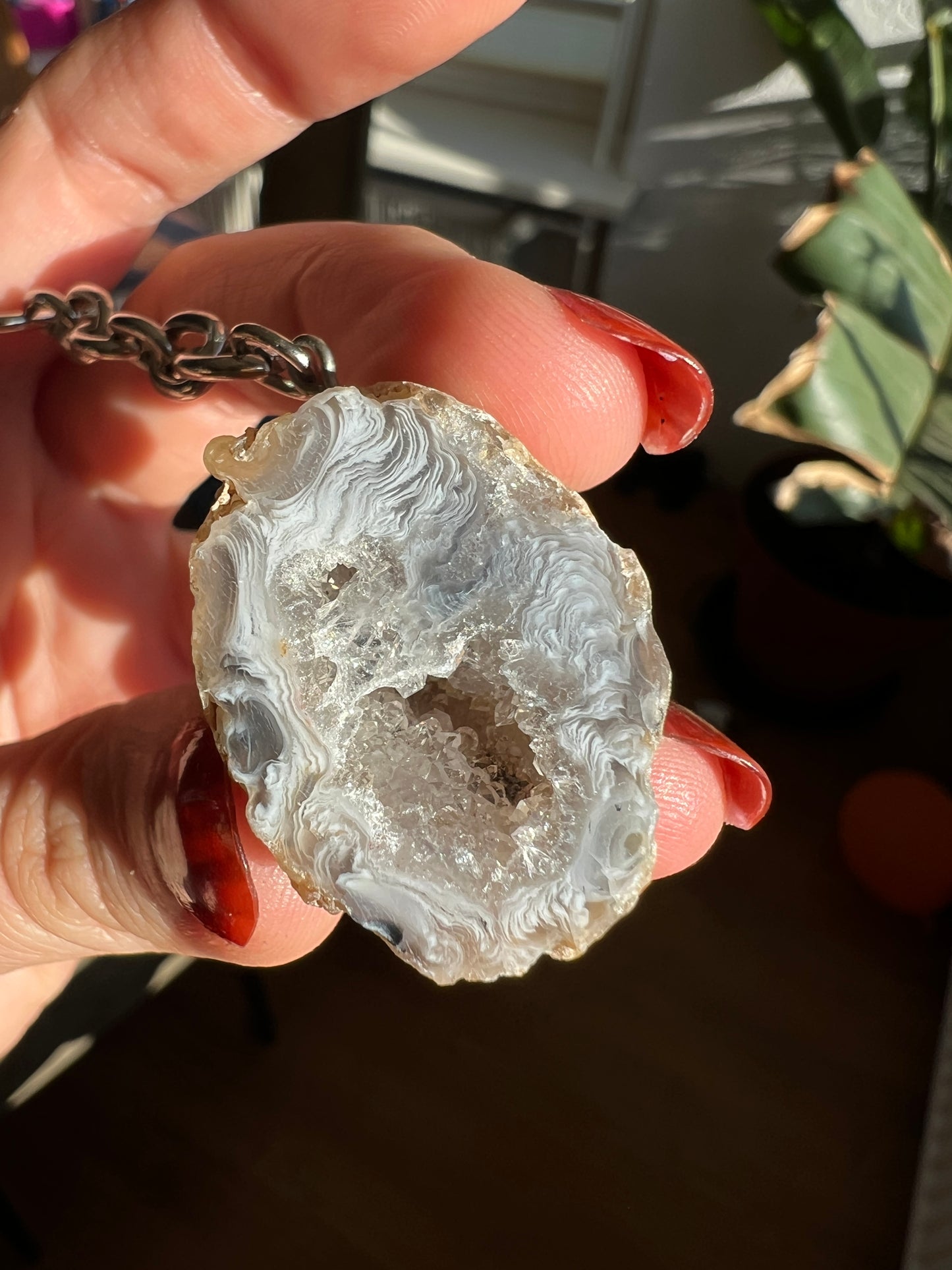 Crystal geodine key ring