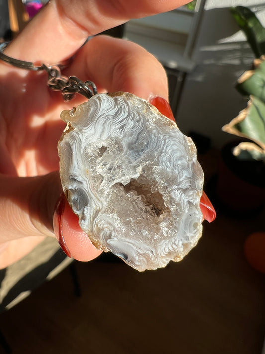 Crystal geodine key ring