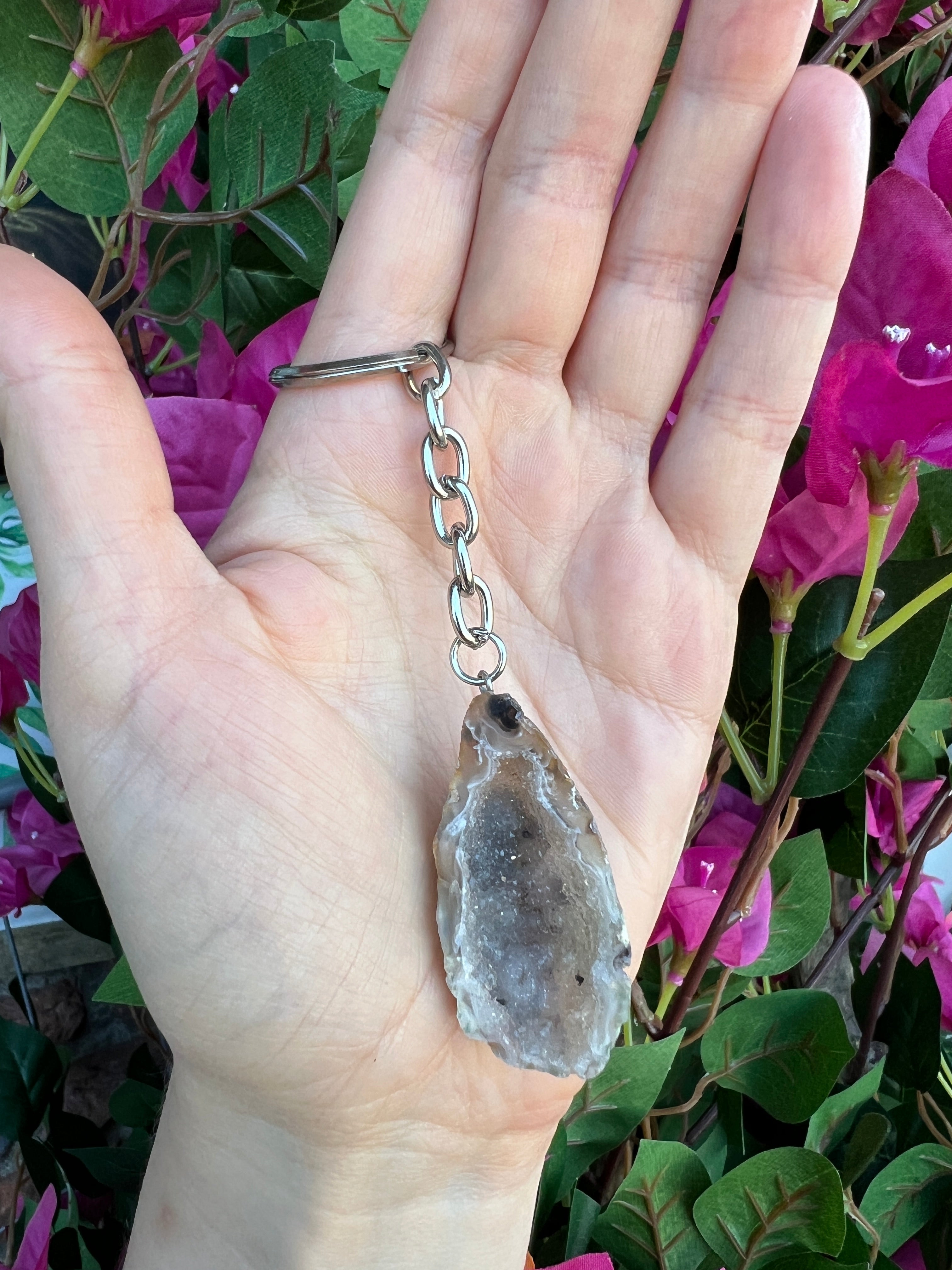 Crystal geode keychain