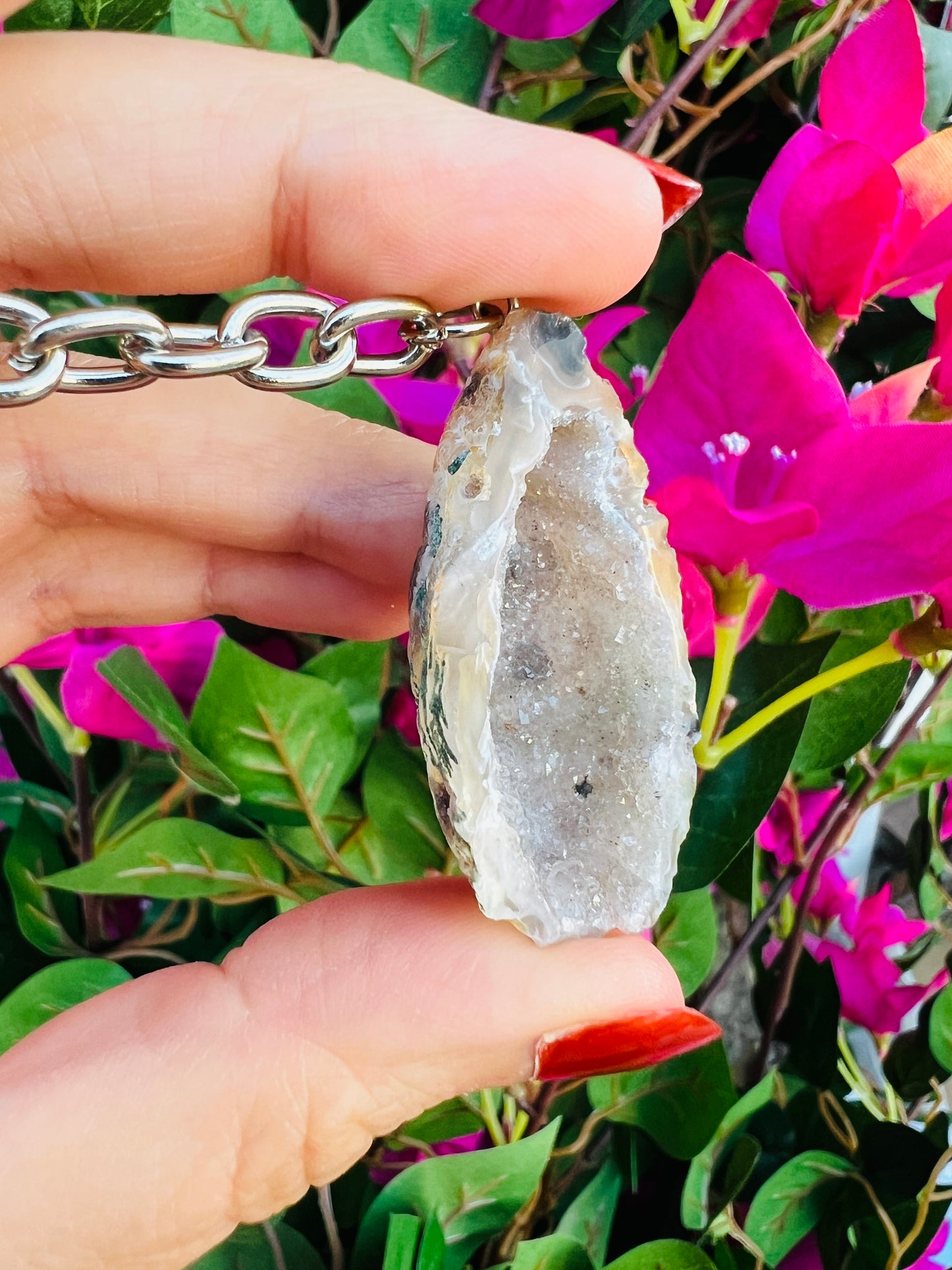 Crystal geodine key ring