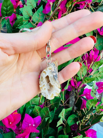 Crystal geodine key ring