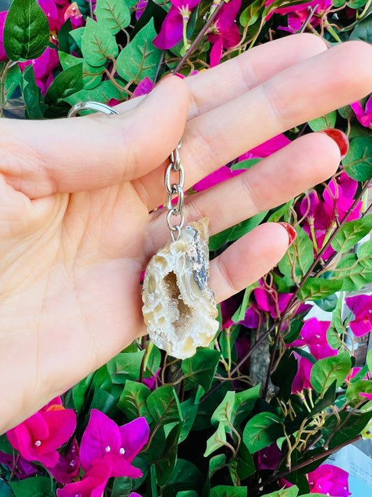 Crystal geodine key ring