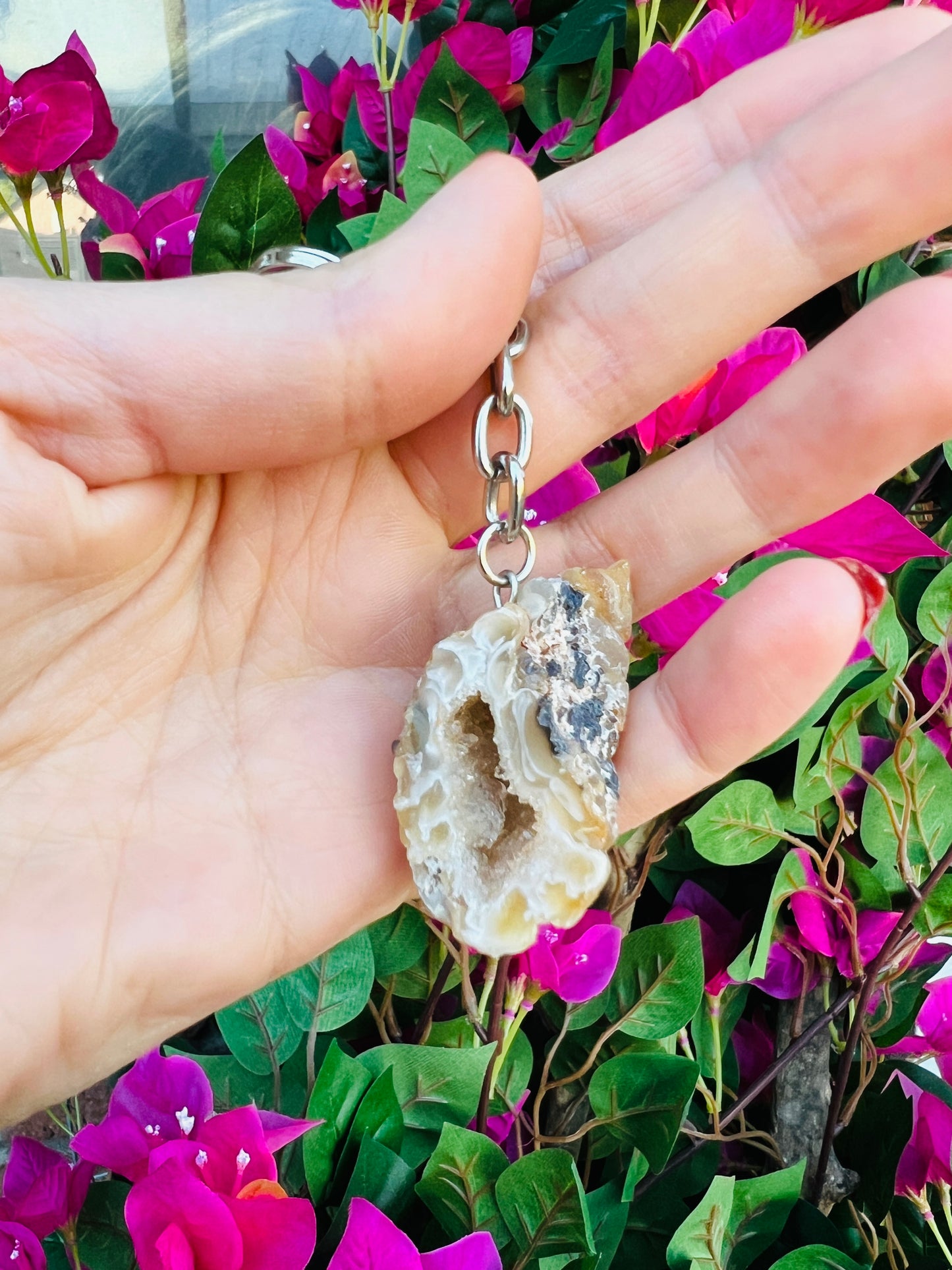 Crystal geodine key ring
