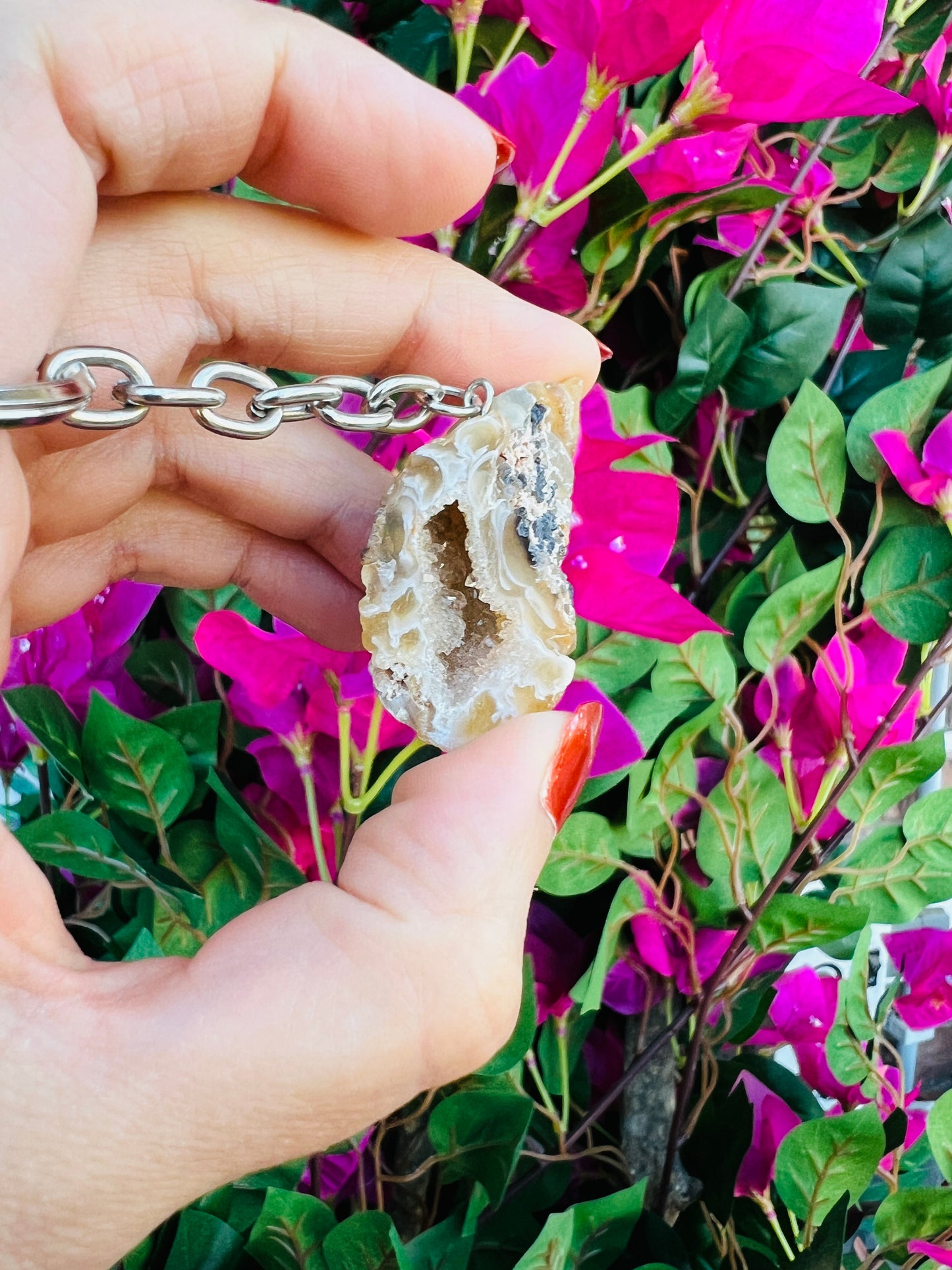 Crystal geodine key ring