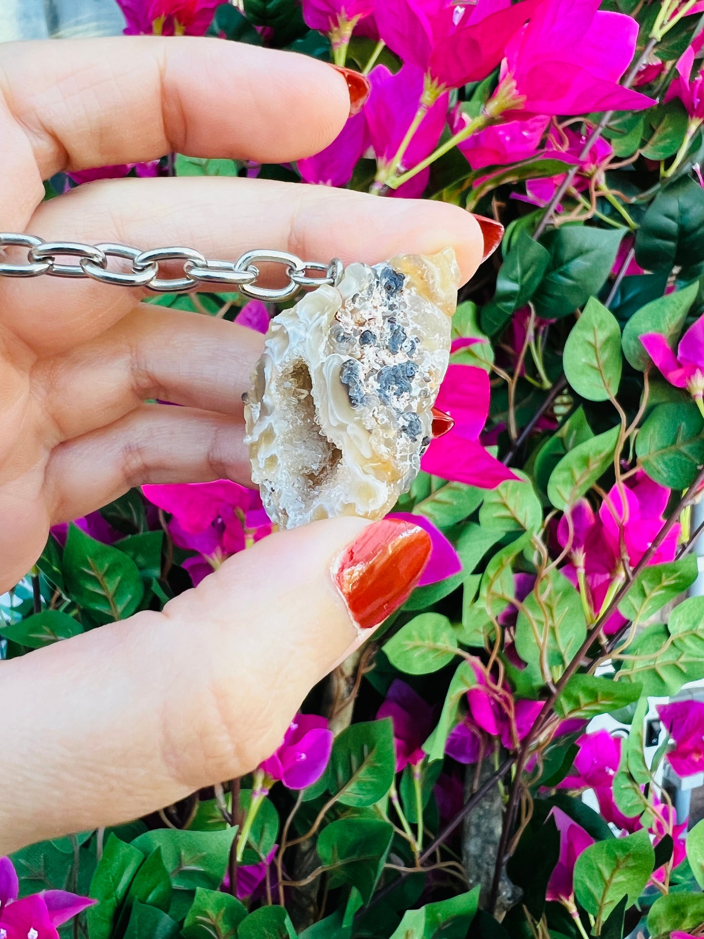 Crystal geodine key ring