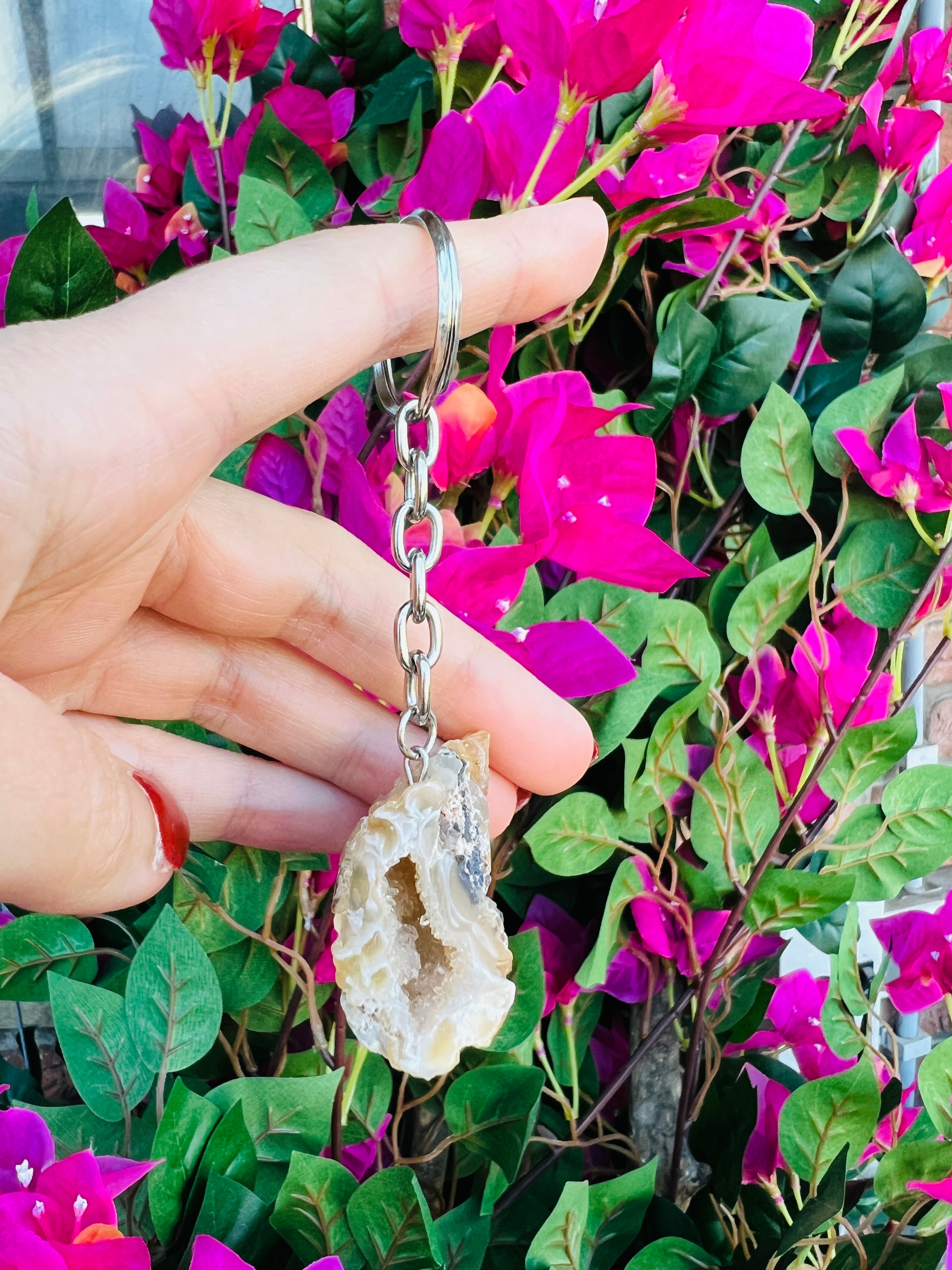 Crystal geode keychain