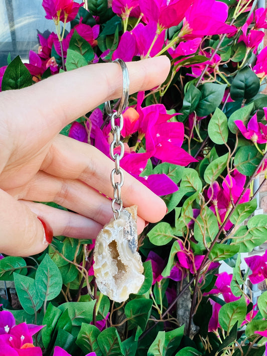 Crystal geodine key ring