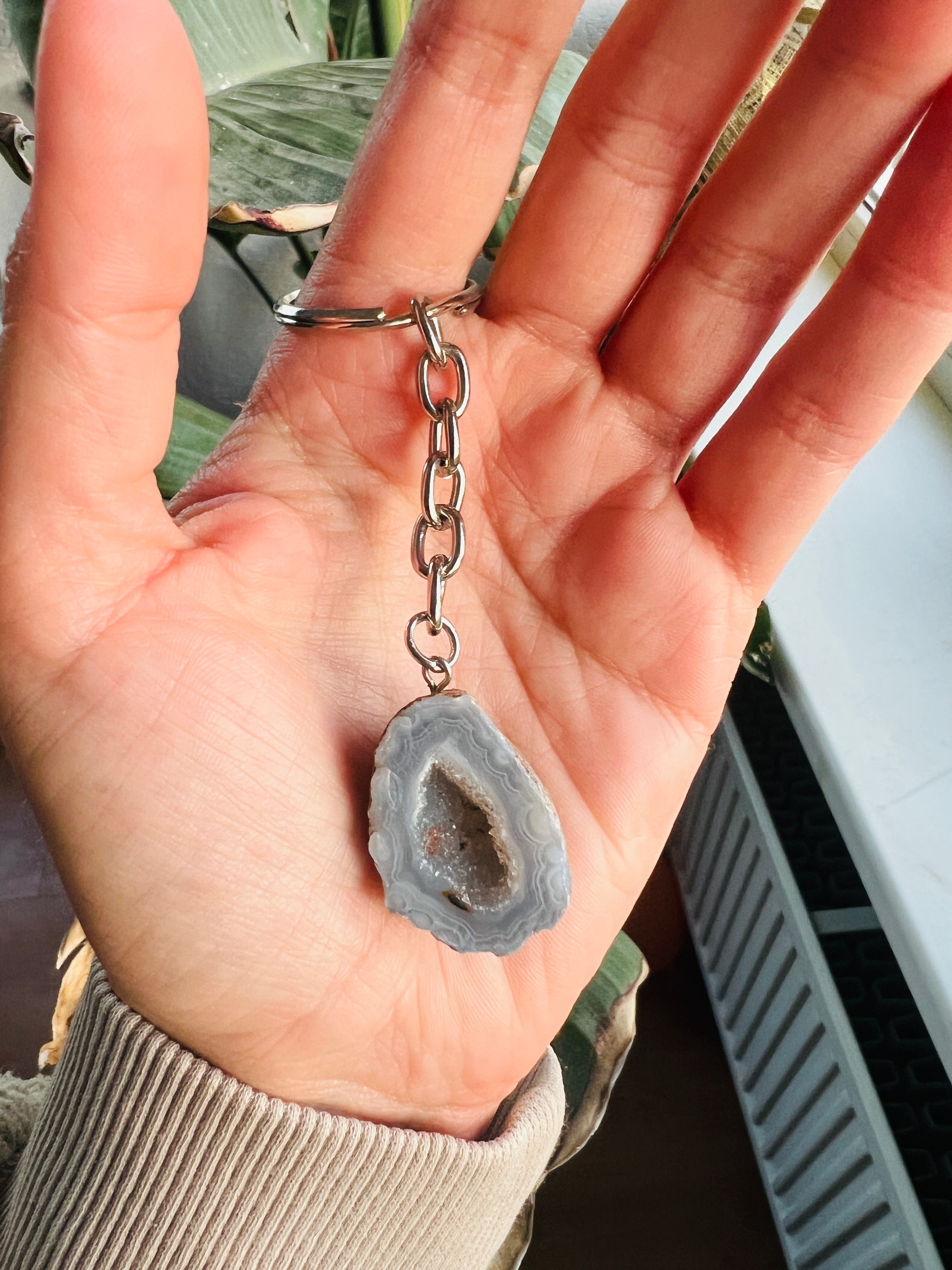 Crystal geode keychain