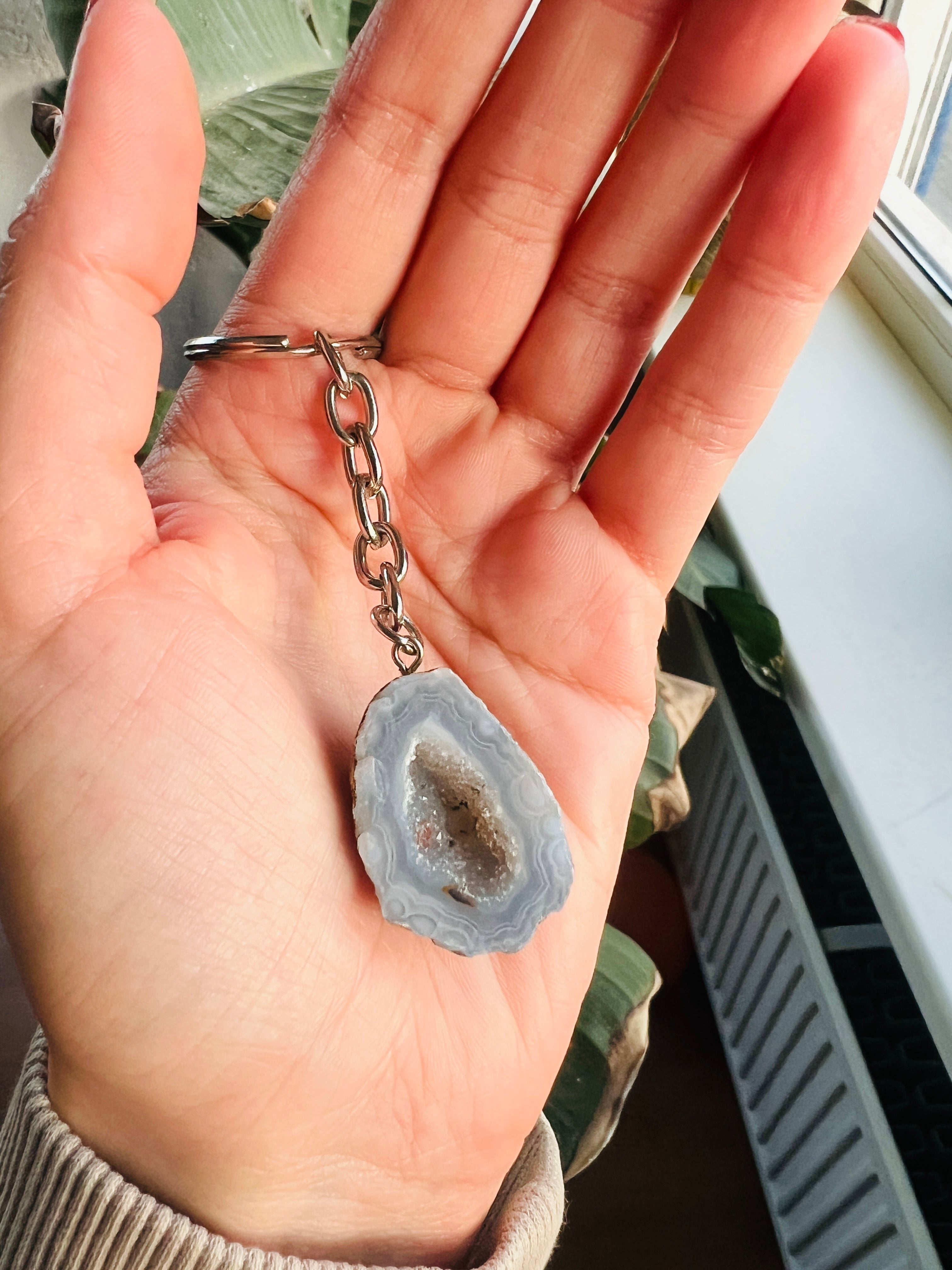 Crystal geode keychain