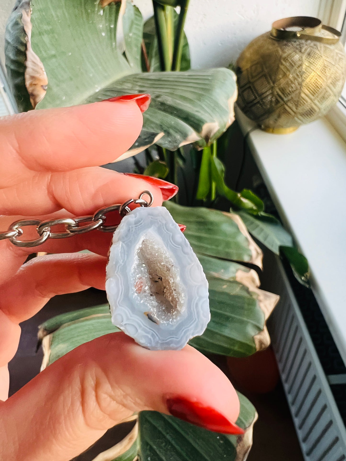 Crystal geodine key ring