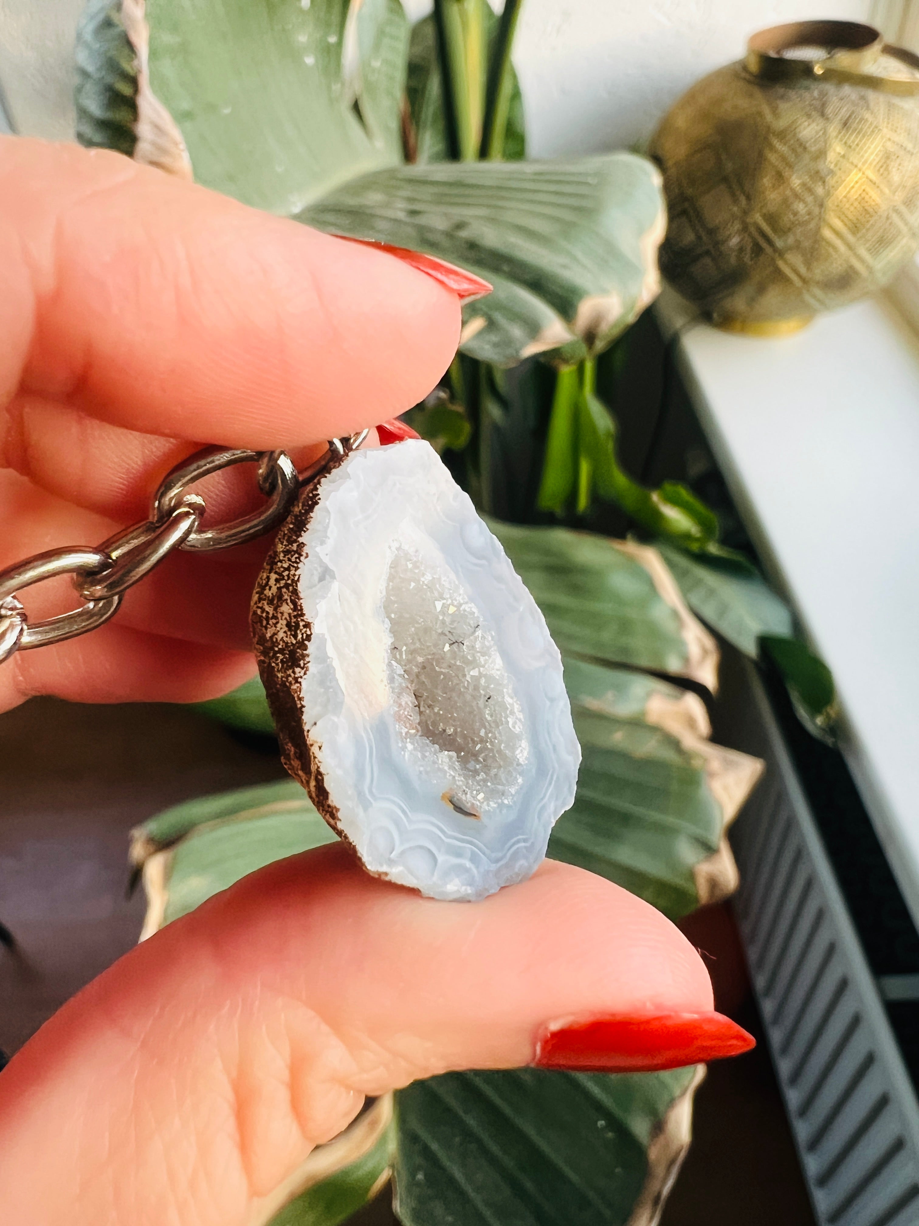 Crystal geode keychain