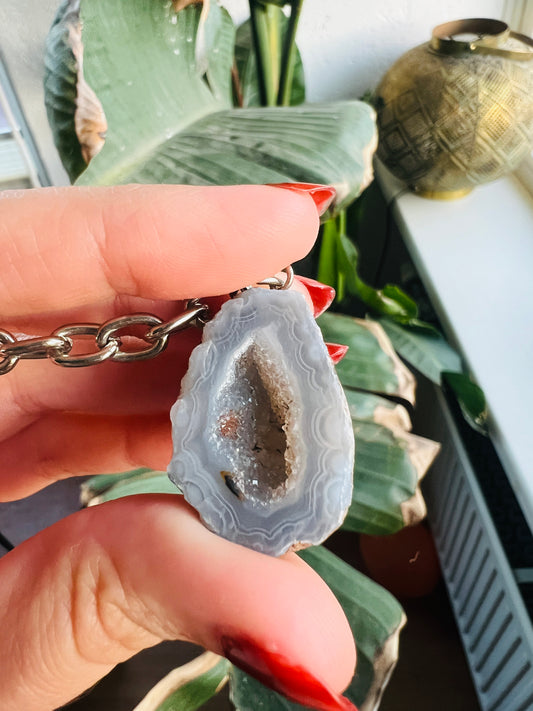 Crystal geodine key ring
