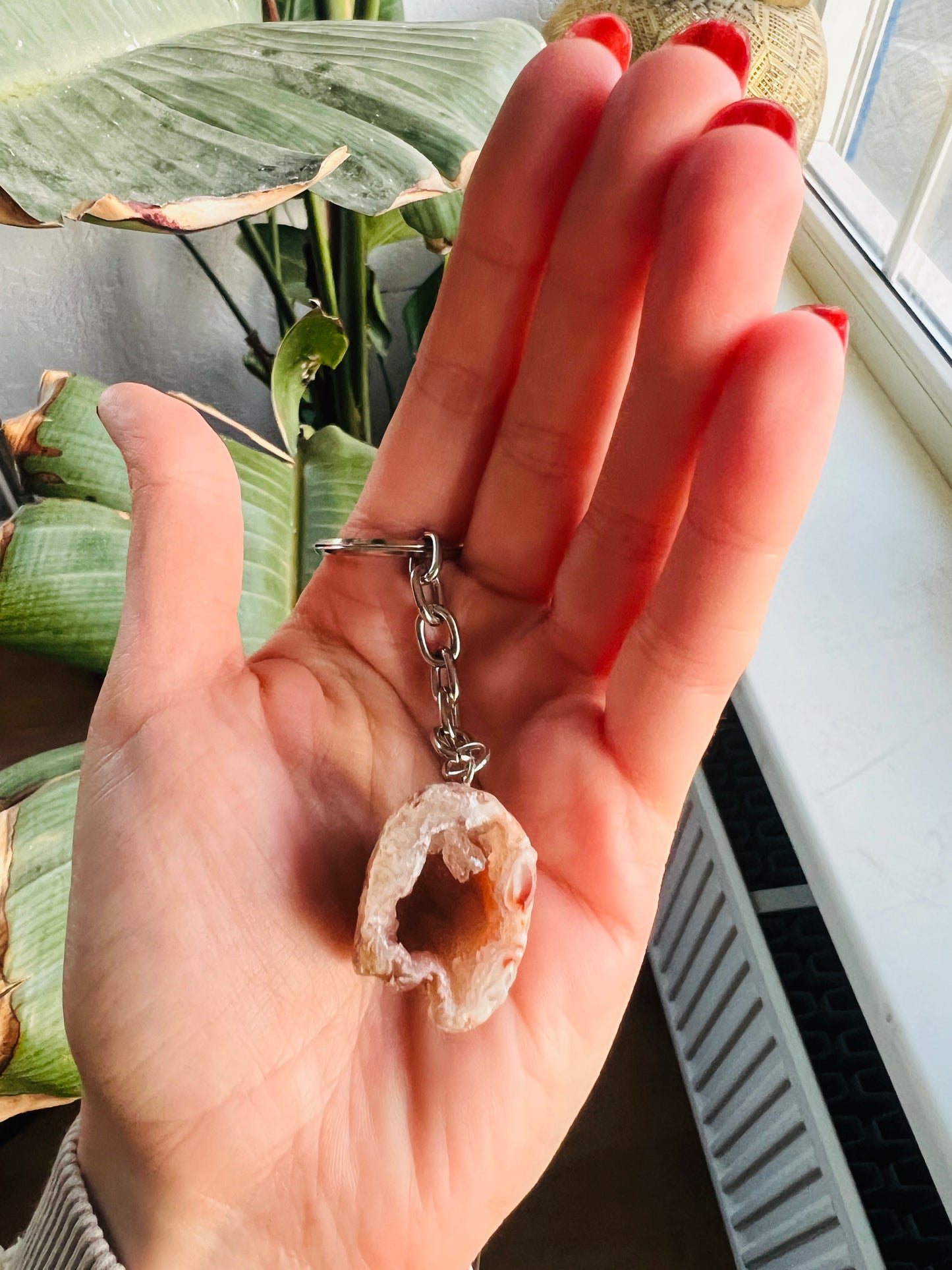 Crystal geodine key ring