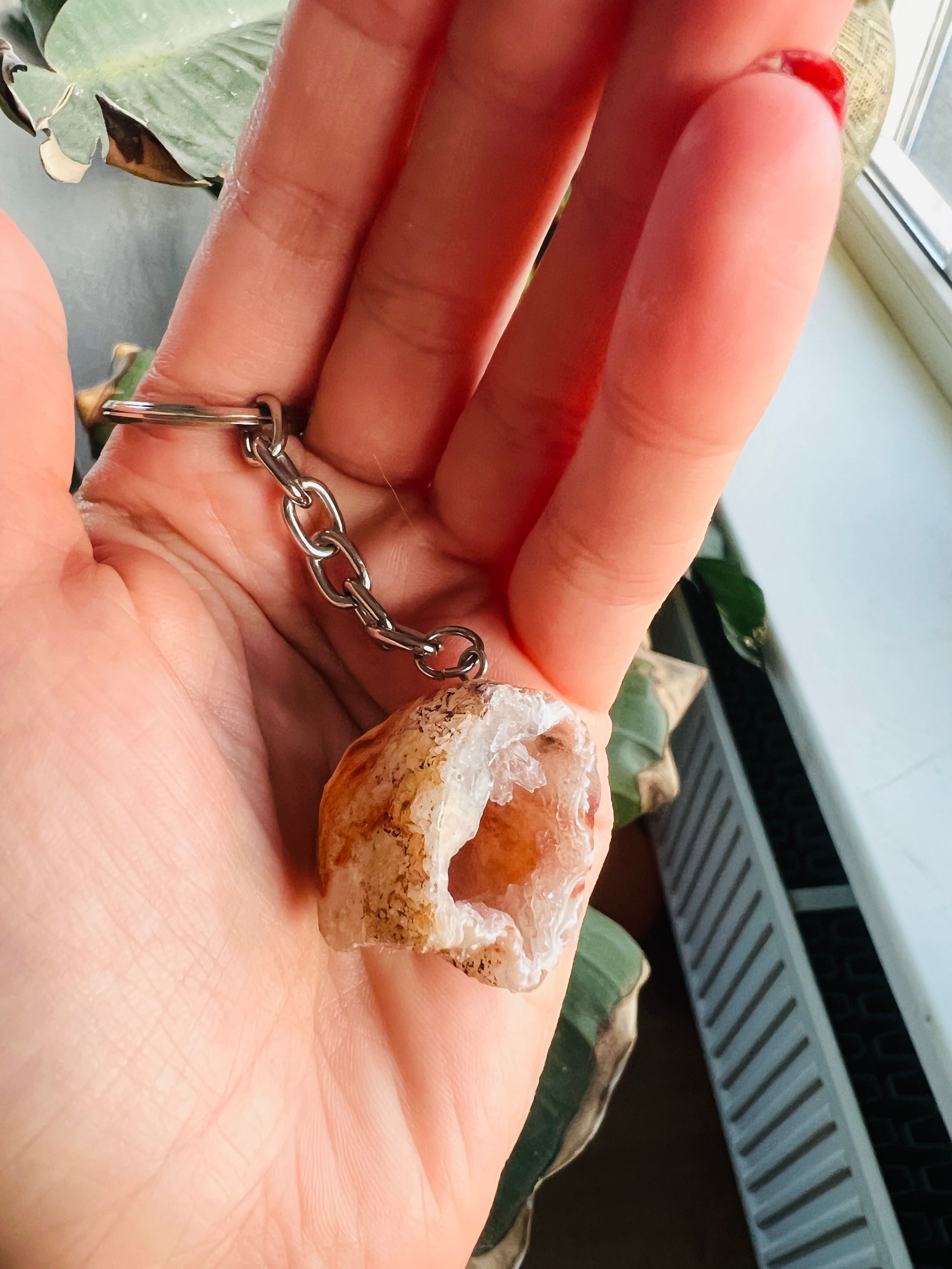 Crystal geode keychain