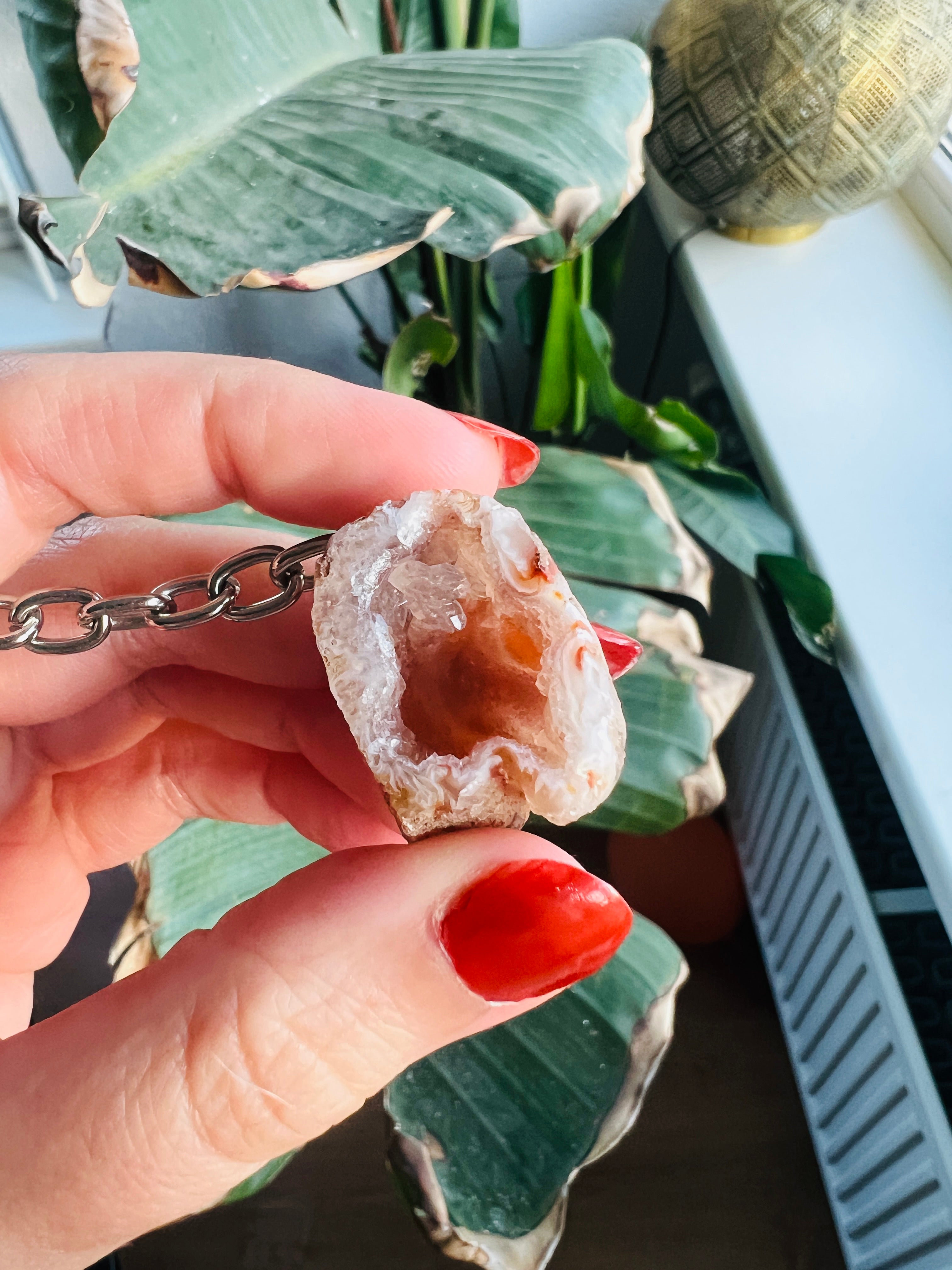 Crystal geode keychain