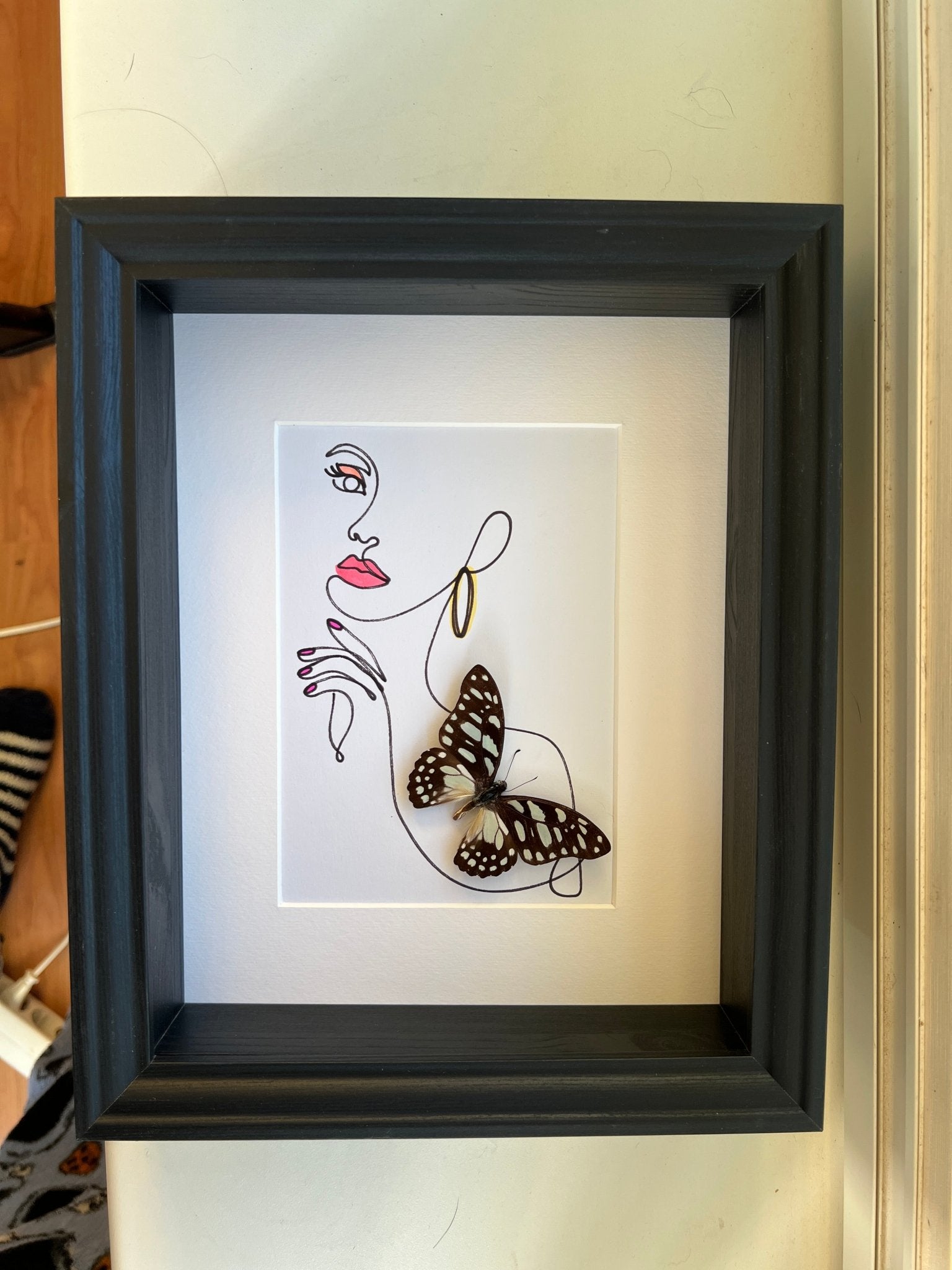 Graphium Leonidas met echte tekening in lijst by KEY LIME STORE