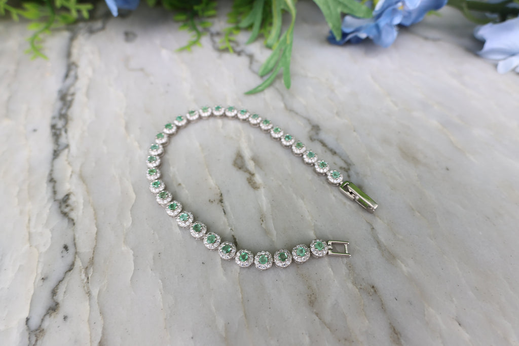 Armband Smaragd rond (cz) 925 sterling zilver