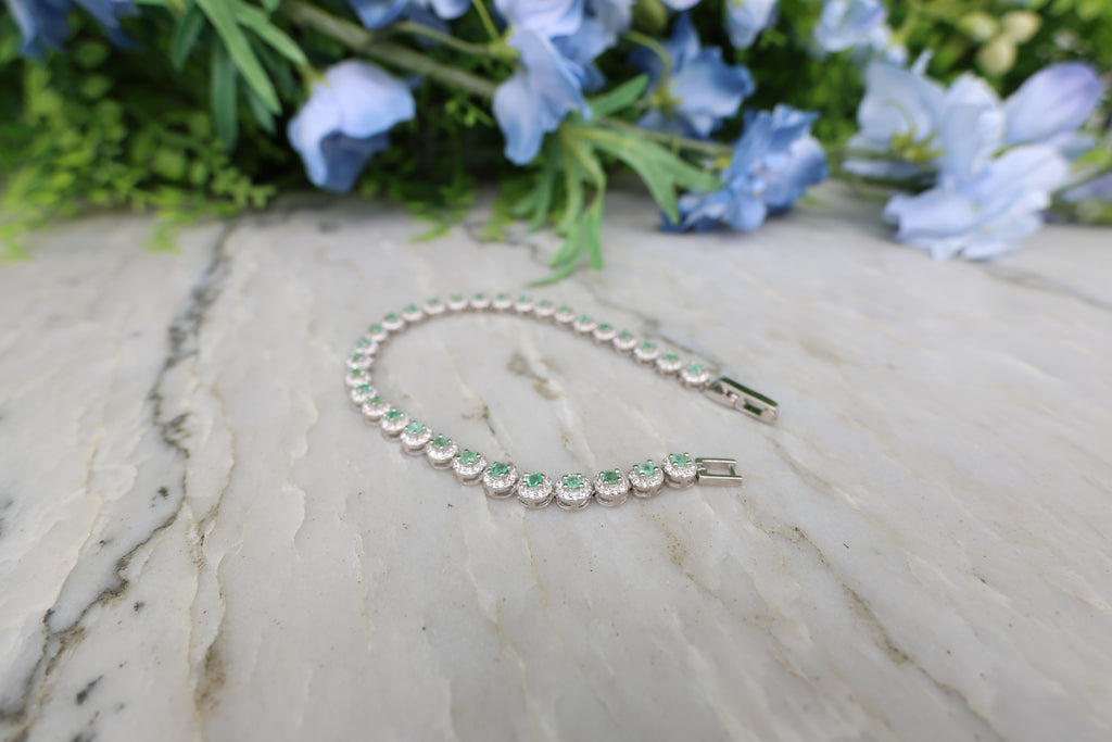 Armband Smaragd rond (cz) 925 sterling zilver