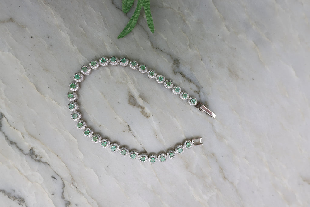 Armband Smaragd rond (cz) 925 sterling zilver