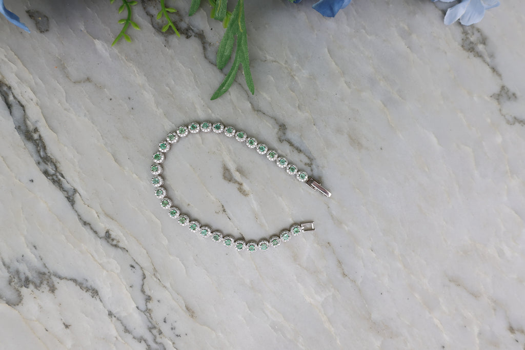 Armband Smaragd rond (cz) 925 sterling zilver