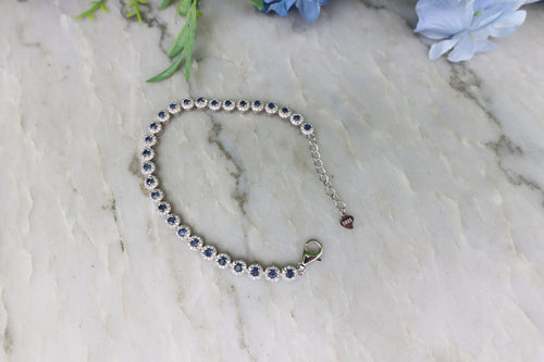 Armband Saffier rond (cz) 925 sterling zilver