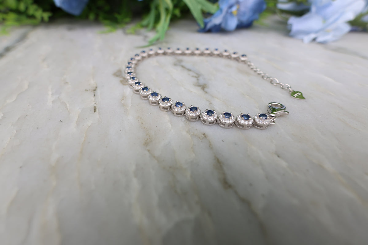 Armband Saffier rond (cz) 925 sterling zilver