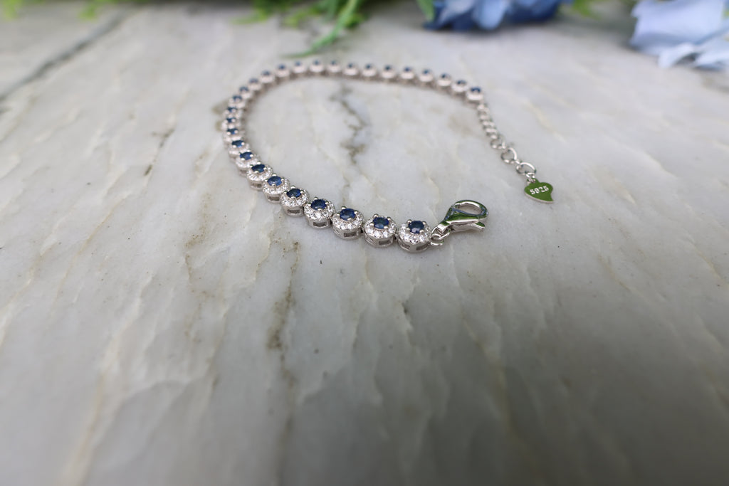 Armband Saffier rond (cz) 925 sterling zilver