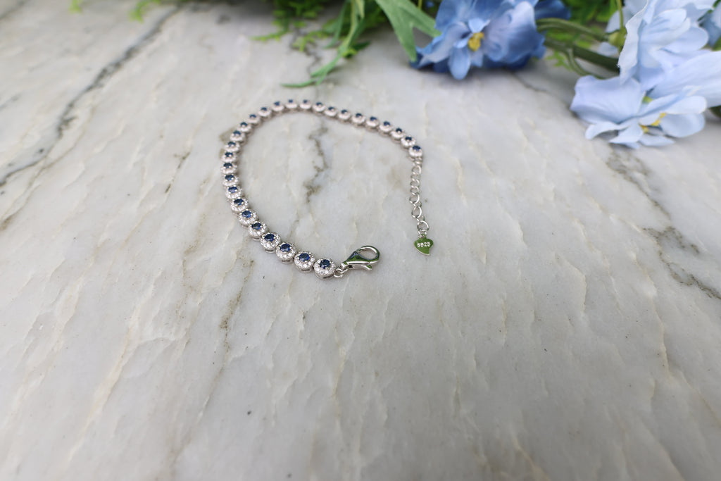 Armband Saffier rond (cz) 925 sterling zilver