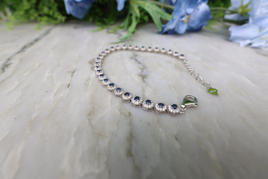 Armband Saffier rond (cz) 925 sterling zilver