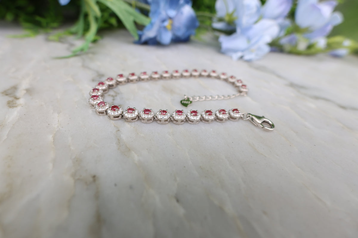 Armband Robijn rond (cz) 925 sterling zilver