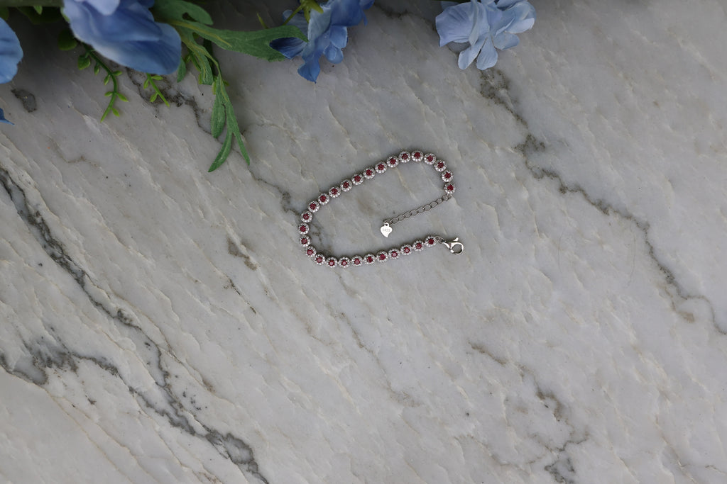 Armband Robijn rond (cz) 925 sterling zilver