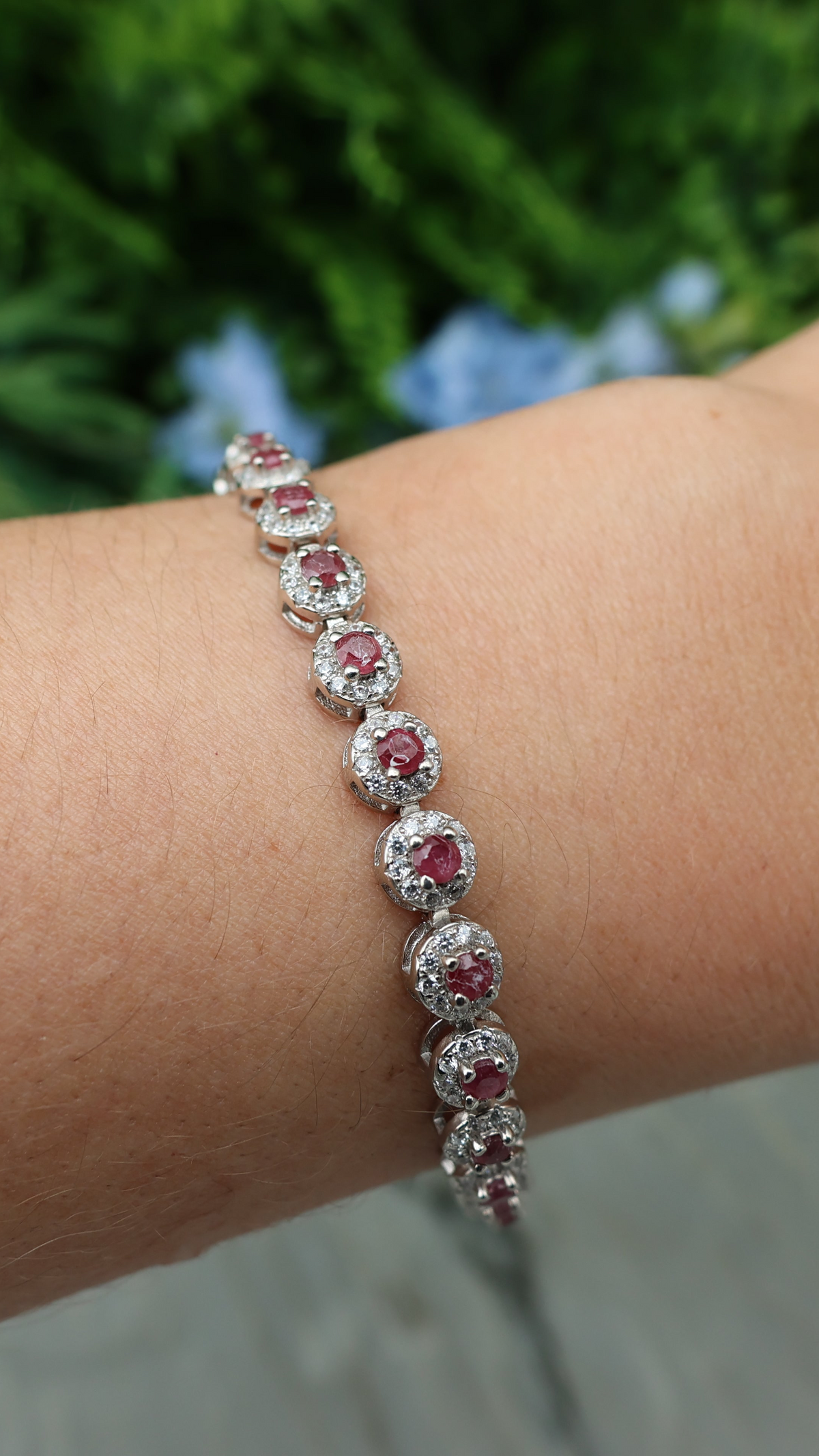 Armband Robijn rond (cz) 925 sterling zilver