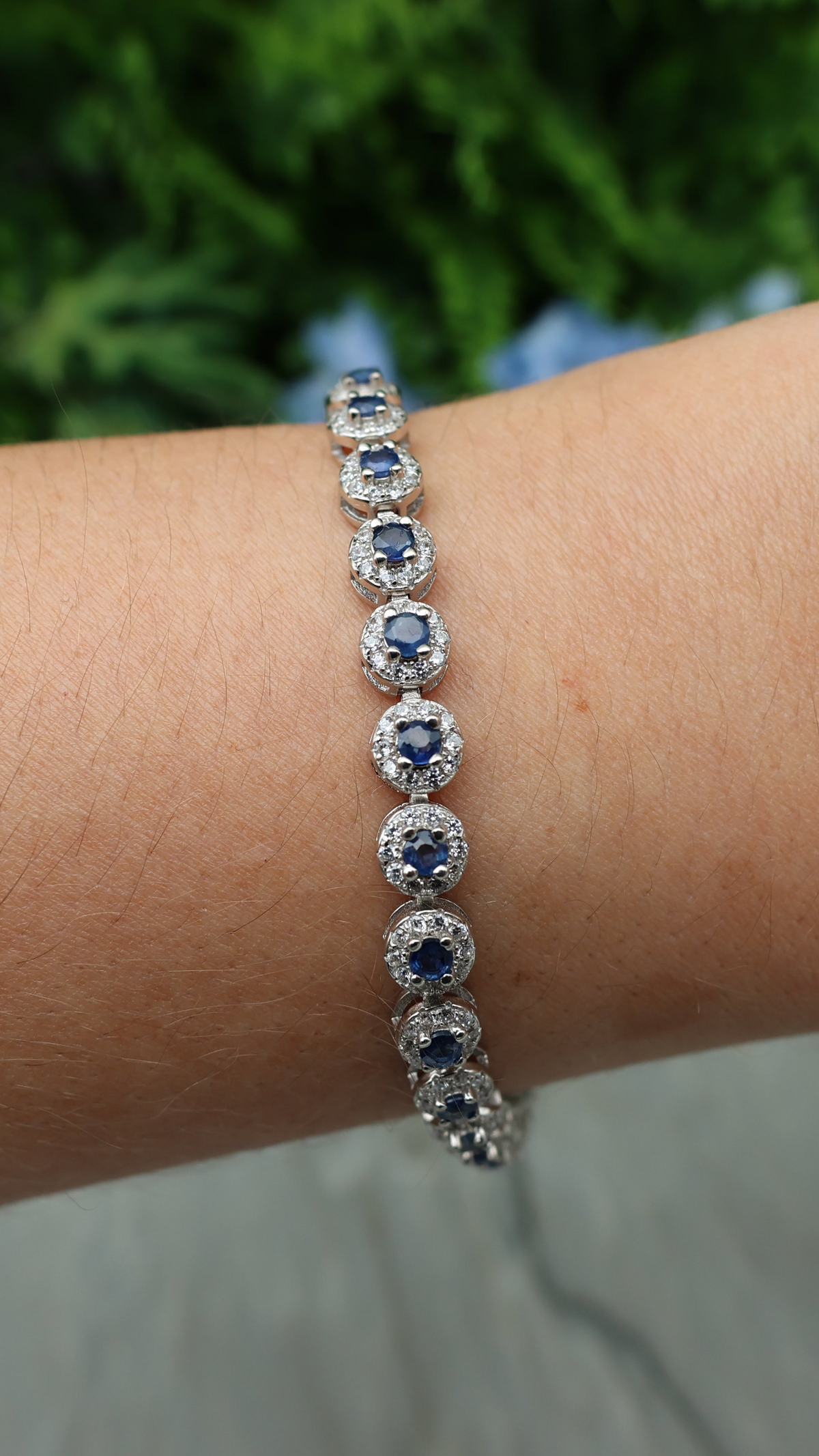 Armband Saffier rond (cz) 925 sterling zilver