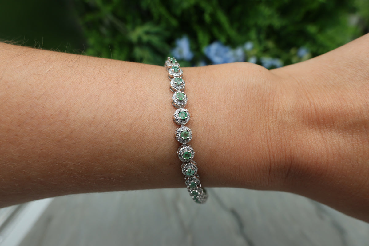 Armband Smaragd rond (cz) 925 sterling zilver