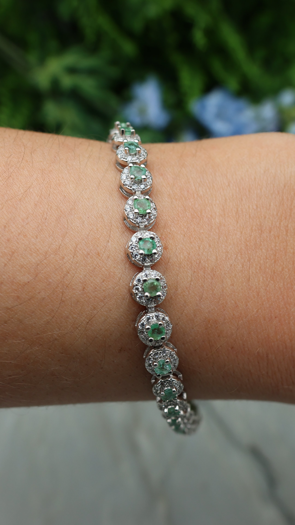 Armband Smaragd rond (cz) 925 sterling zilver