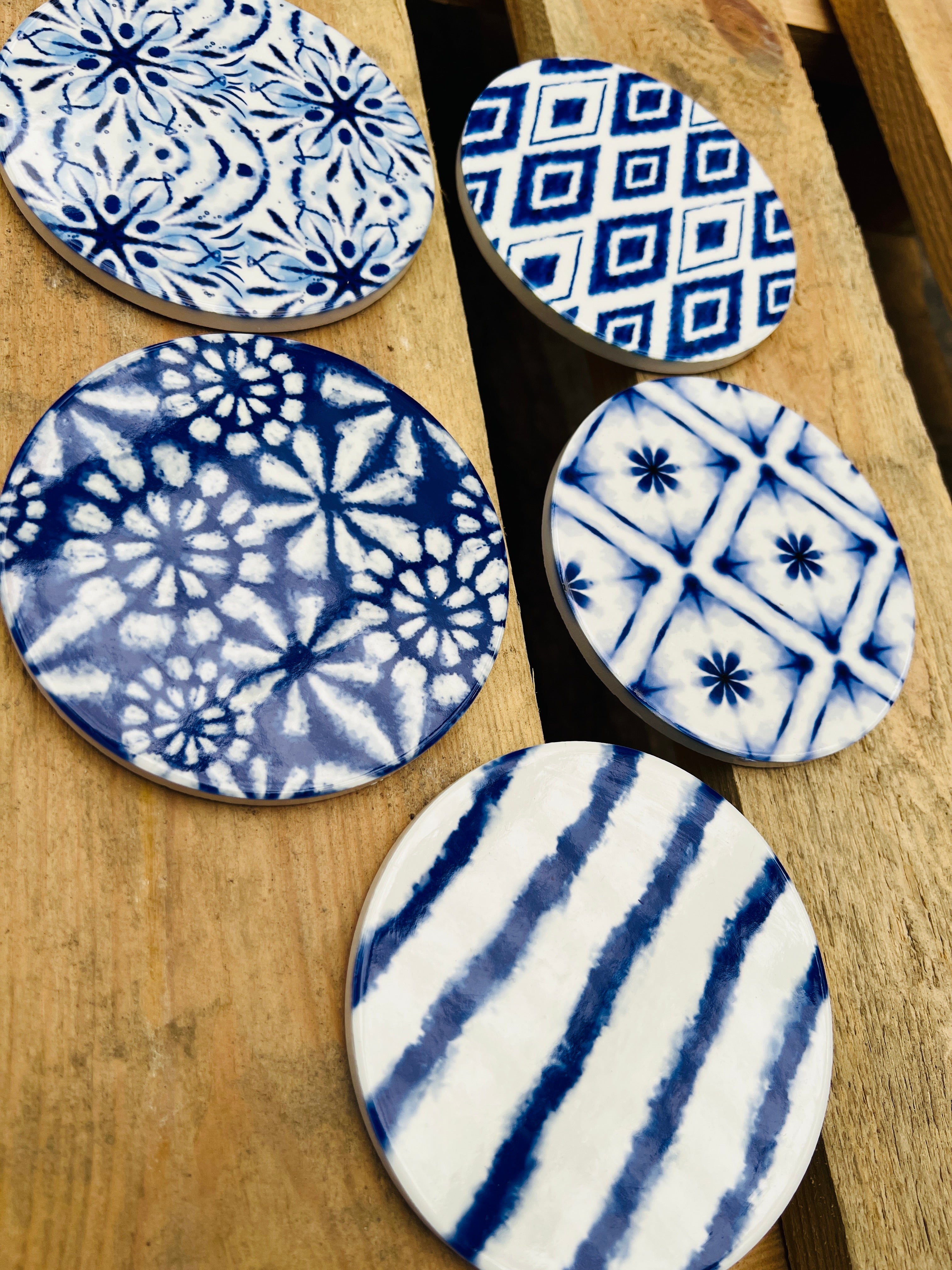 Onderzetters keramiek blauw wit