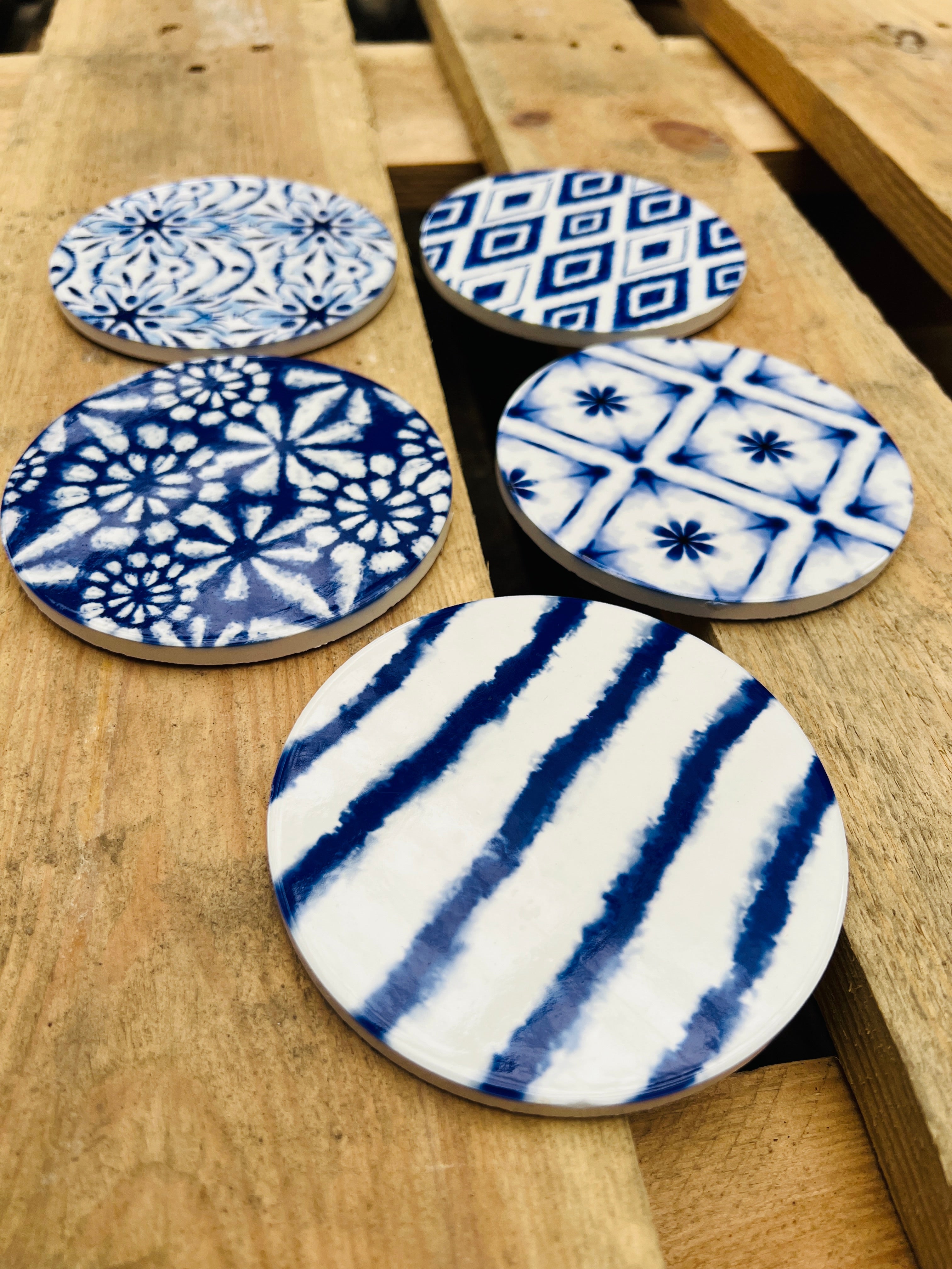 Onderzetters keramiek blauw wit