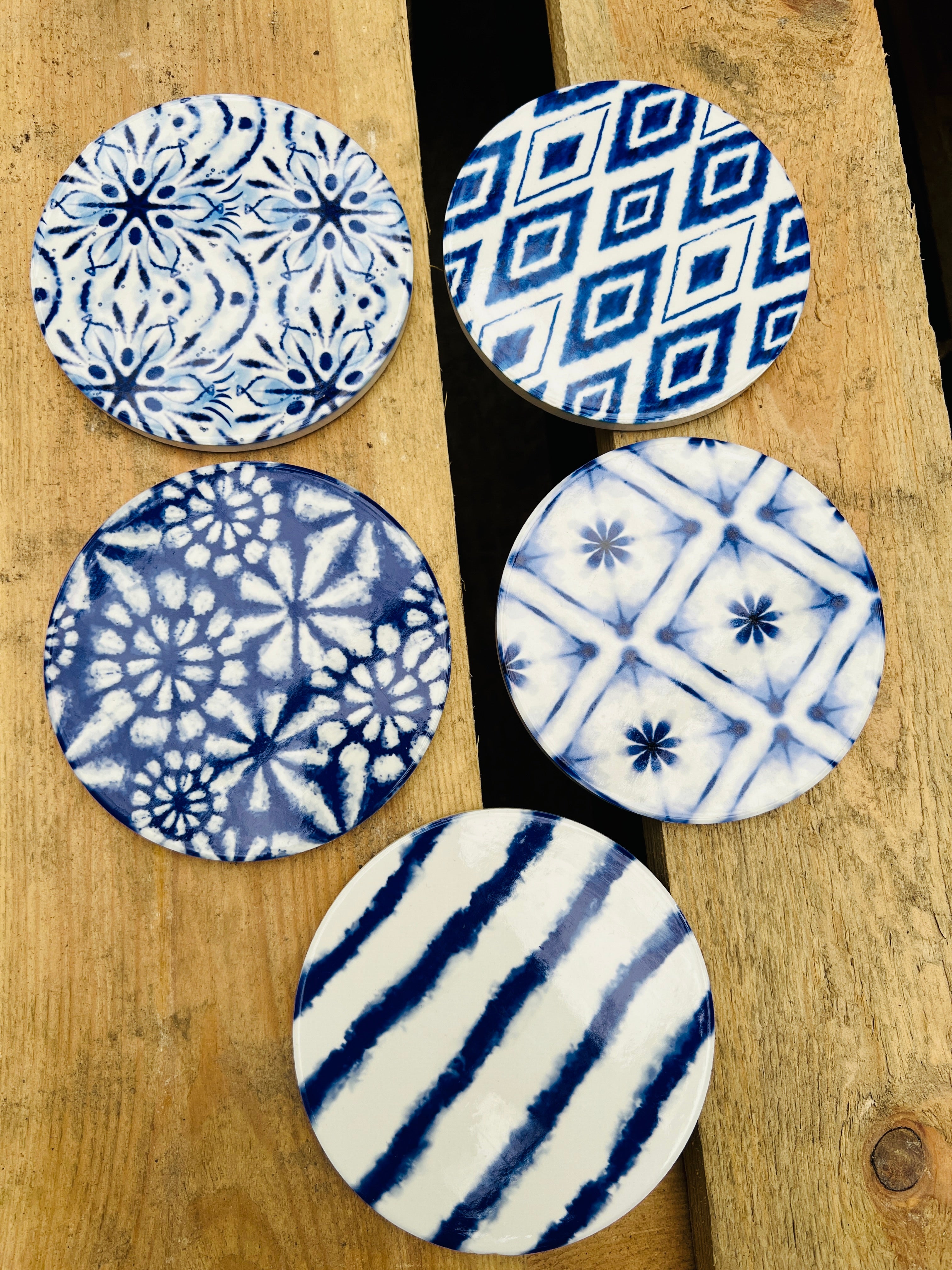 Onderzetters keramiek blauw wit