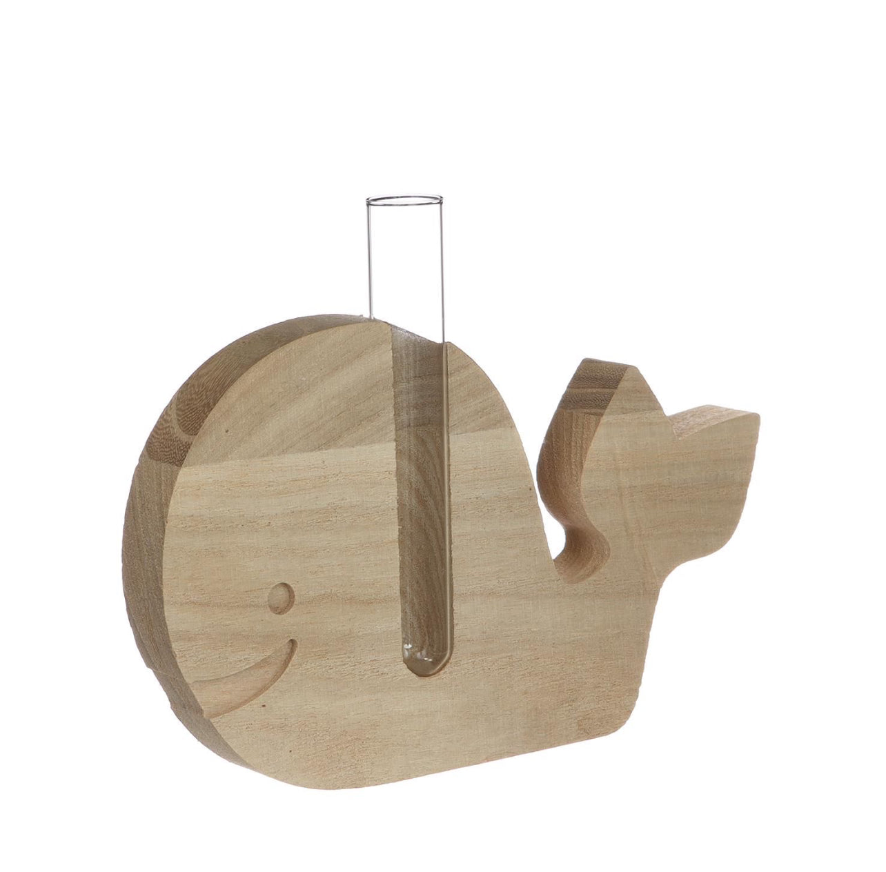 Houten walvis met vaasje