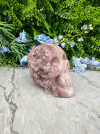 Druzy Roze Amethist schedel XL handgeslepen