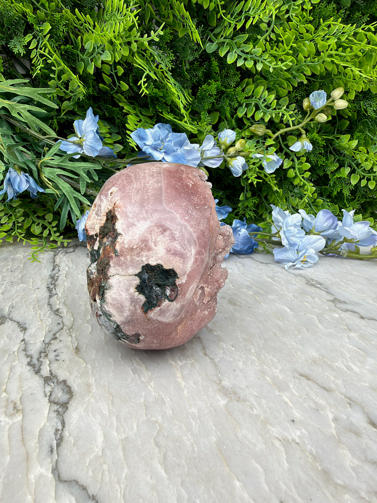 Druzy Roze Amethist schedel XL handgeslepen